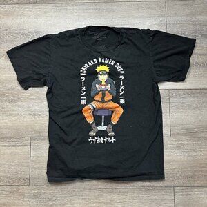 Naruto Anime Manga Ichiraku Ramen Shop T-Shirt Men's L Short Sleeve Black
